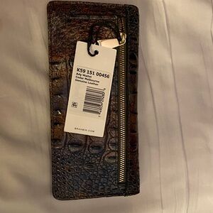 Brahmin Ady bifold Melbourne croc-embossed leather wallet in ombré “Cedar” color